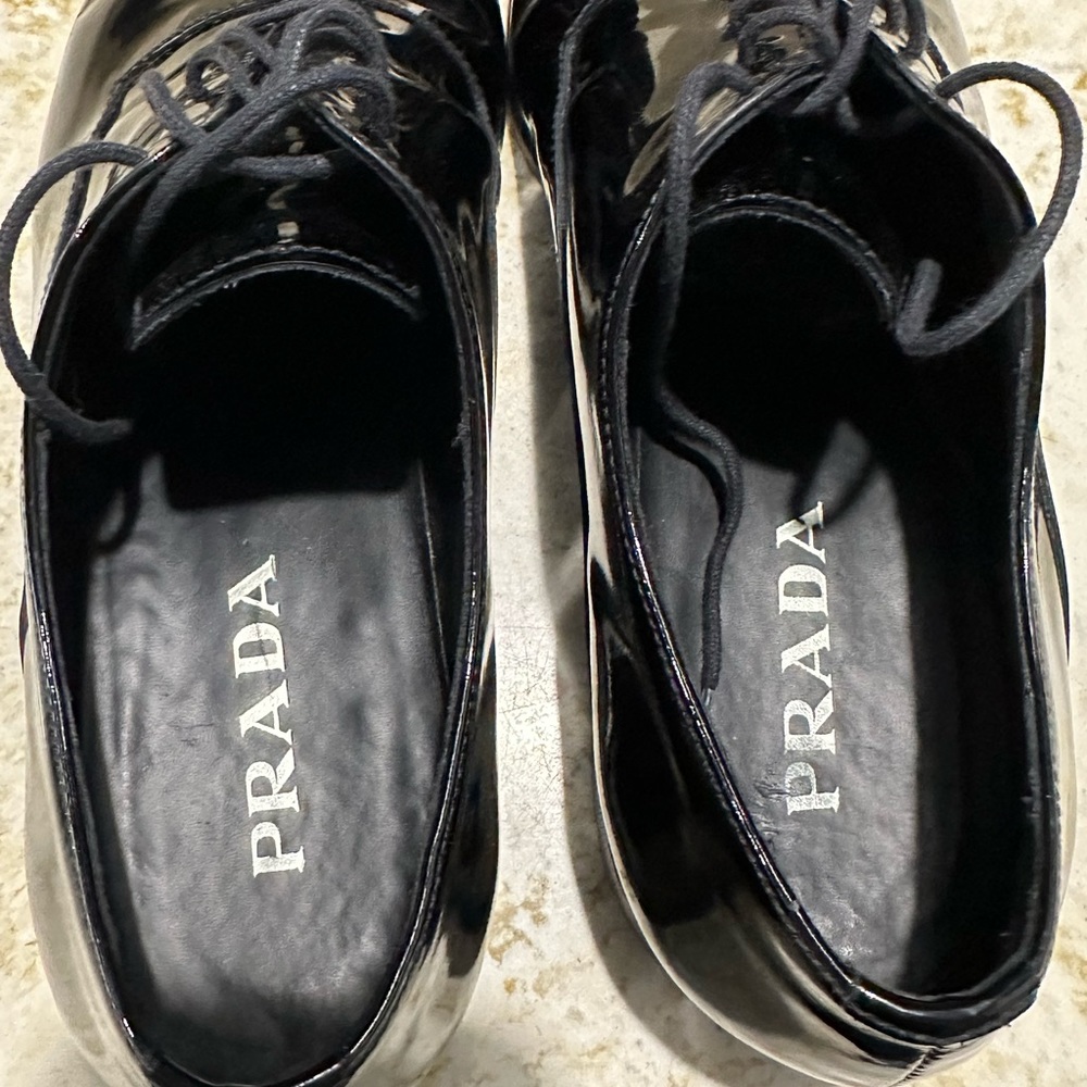 Prada Brushed Leather Laced Oxford Shoes - Picture 9 of 11
